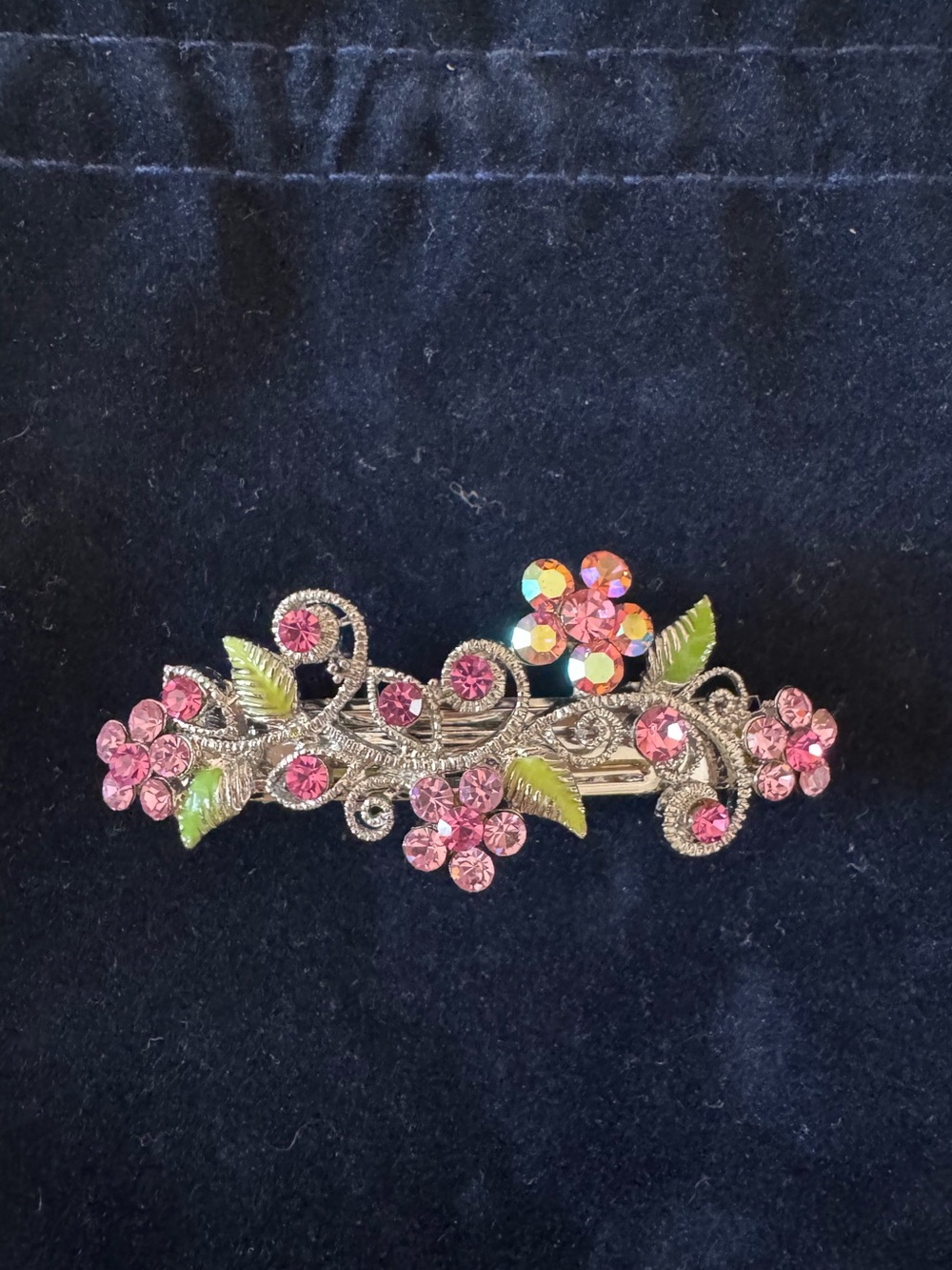 PInk Floral Vintage Barrette